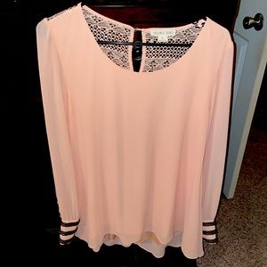 Baby pink chiffon top with detailed sleeve